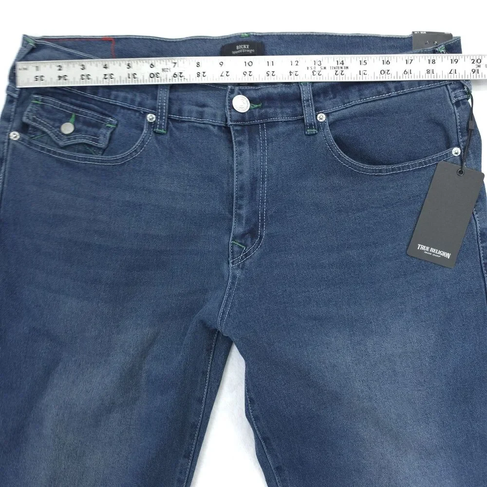 True Religion Dark Woodland Wash Ricky SN Flap Relaxed Straight Men's 38x34 NWT